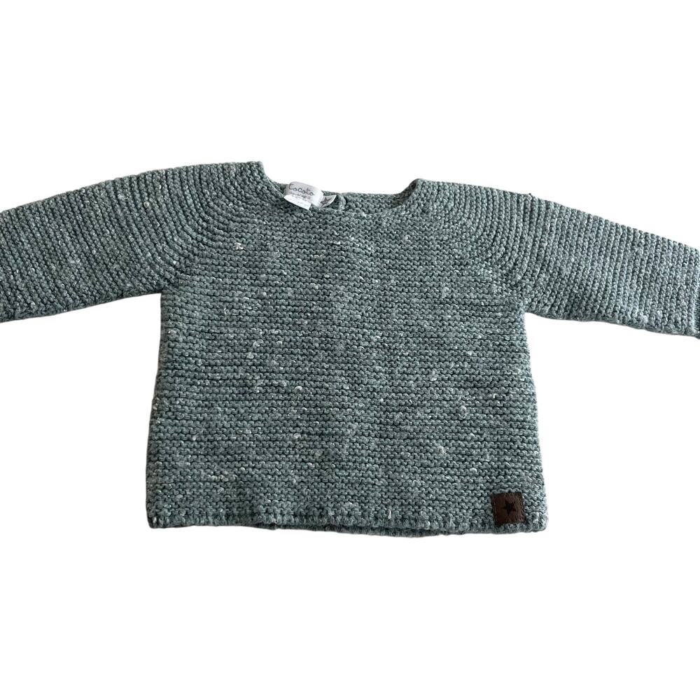 Tocoto Vintage Girls Green Blue Heathered Wool Blend Sweater size 12 Months